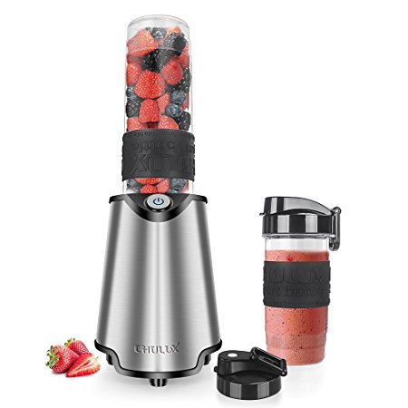 CHULUX Smoothie Blender with Take Along Travel Bottles (20+14 Oz),Personal Blender Stainless Steel 4-Blade for Juice,Shakes,Nutritional Drinks and Baby Food