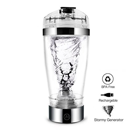 Protein Shaker Bottle,Portable 16oz Vortex Mixer,Self-Stirring Mug,BPA-Free Electric Hurricane Shaker Cup,USB Rechargeable Mini Shaker for Various Powder Shake with Waterpoof Bag