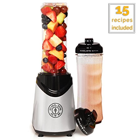 Golds Gym Supreme Strength Personal Power Blender 300 Watt with Travel Sports Bottle Silver