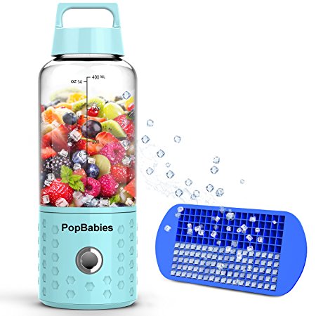 Smoothie Blender, Portable Blender USB rechargeable, PopBabies Personal Blender for single served, Small Blender for Shakes Stronger and Faster with Ice Tray and Recipe (FDA and BPA free)