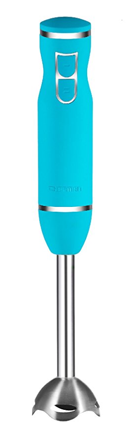 Chefman Immersion Stick Hand Blender Includes Stainless Steel Shaft & Blades, Powerful Ice Crushing 2-Speed Control One Hand Mixer, Soft Touch Grip - Turquoise