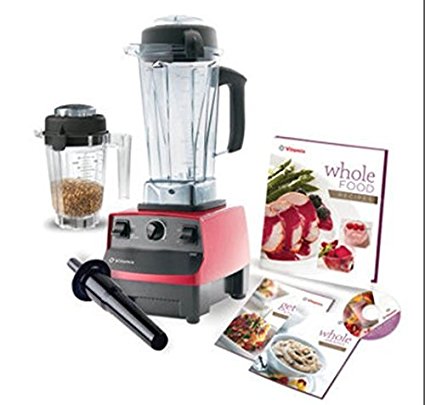 Vitamix 6300 Super Package with 64oz & 32oz Dry Containers, Featuring 3 Pre-Programmed Settings, Variable Speed Control, and Pulse Function. Includes Savor Recipes Book, DVD and Spatula. 7 Year Full Warranty. (RED)