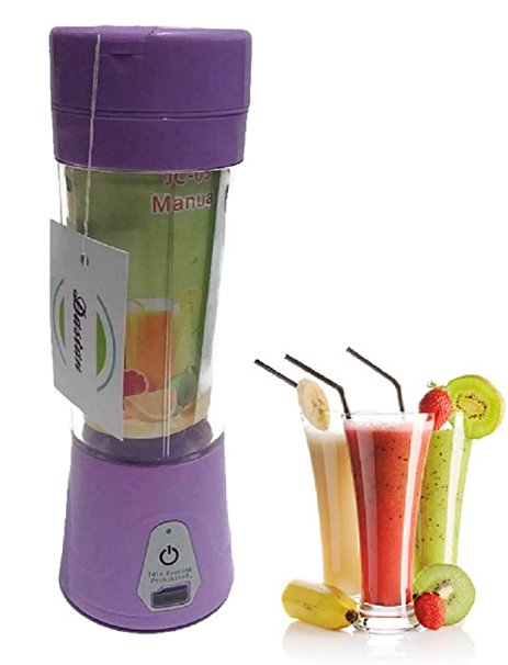 Dastan Personal Blender, Portable Juicer Cup, Personal Size Electric Rechargeable Blender, Fruit Mixer, Water Bottle, 380ml with Free USB Charger Cable (Green, Pink, Purple and Blue)