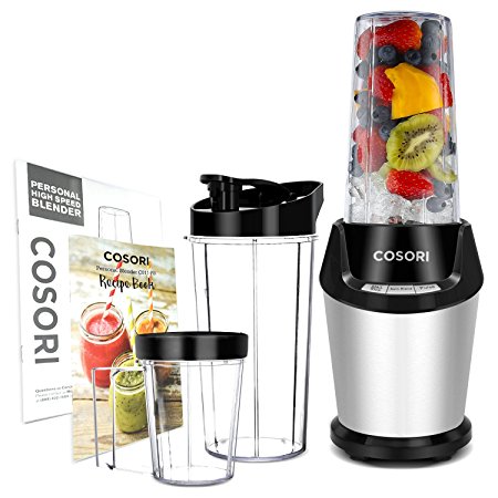 COSORI 800 Watts Blender, 10-Piece Smoothie Blender for Shakes and Smoothies, Professional Personal Smoothie Maker with Cleaning Brush and Cups & Bottles 2x32 oz and 1x24 oz（Upgraded Version)