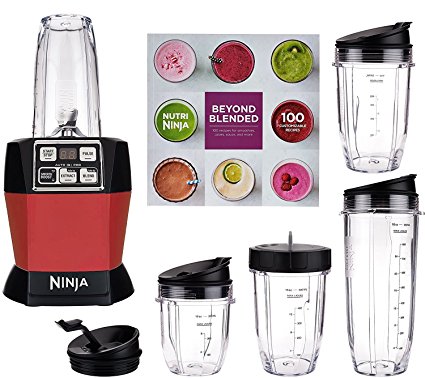 Nutri Ninja Auto iQ Pro Complete Blender with 5 To Go Cups & 4 Lids | BL487, Red