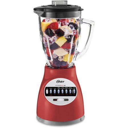 Oster Blender 14 Speed with Glass Jar, Chop and Grind with Stainless Steel Blade (Red)