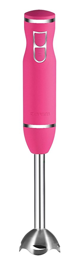 Chefman Immersion Stick Hand Blender Includes Stainless Steel Shaft & Blades, Powerful Ice Crushing 2-Speed Control One Hand Mixer, Soft Touch Grip - Pink