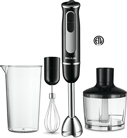 Baulia HB802 All-in-One Hand Immersion Blender Set with Whisk + 600ml Measuring Cup Powerful 500 Watt 9-Speed Multi Stick, Black